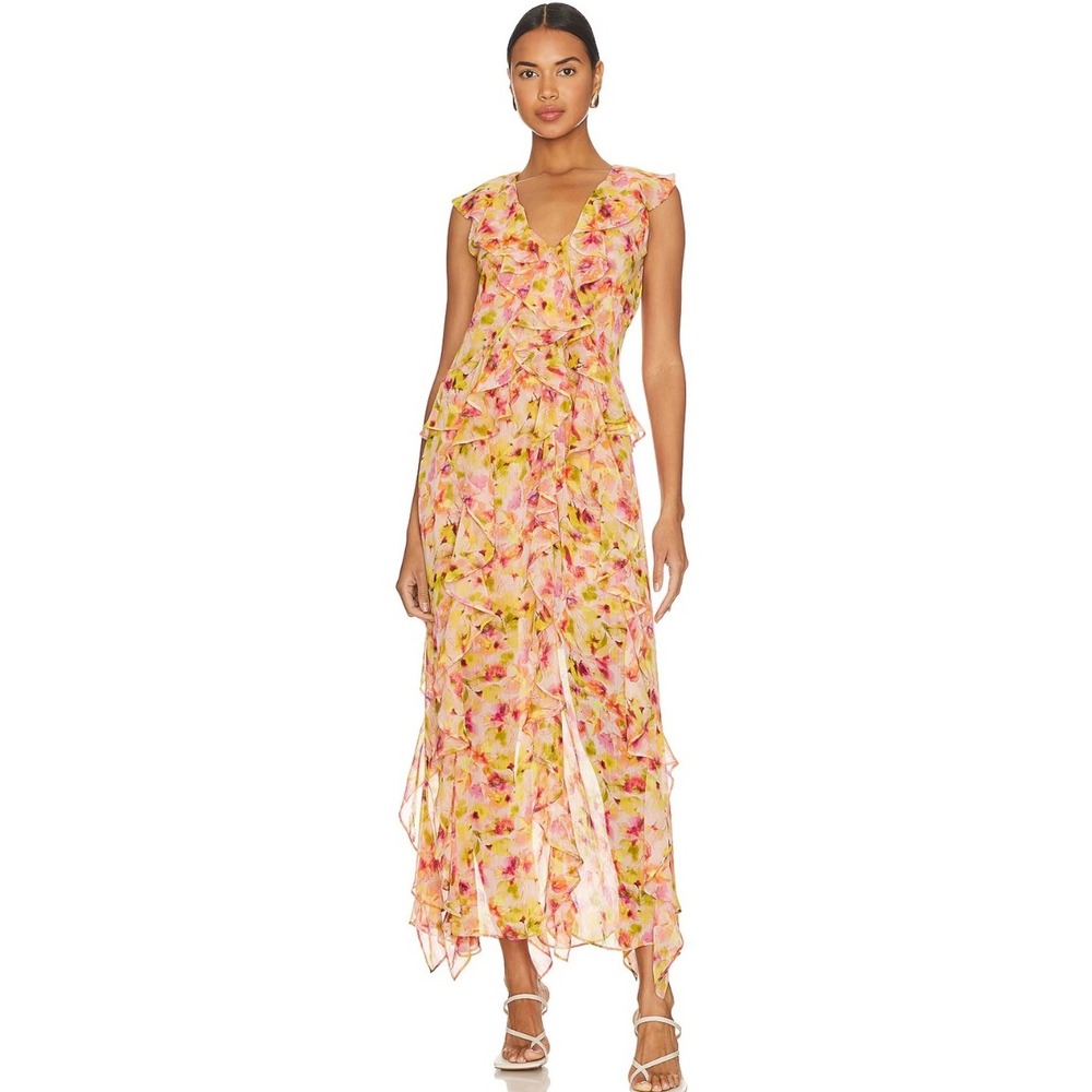 Misa Los Angeles Floral Maxi Dress - Pink and Yellow